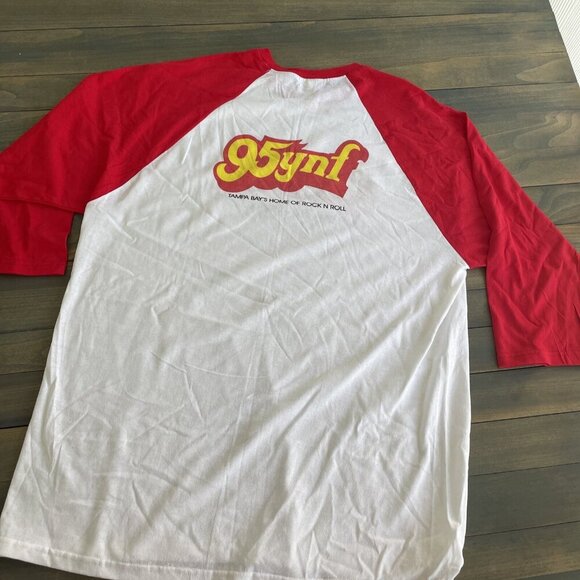 Vintage 1990s Tampa Bay Rock Radio 95YNF Station Promo Red Jersey - Mens XL (G5) - Picture 3 of 7